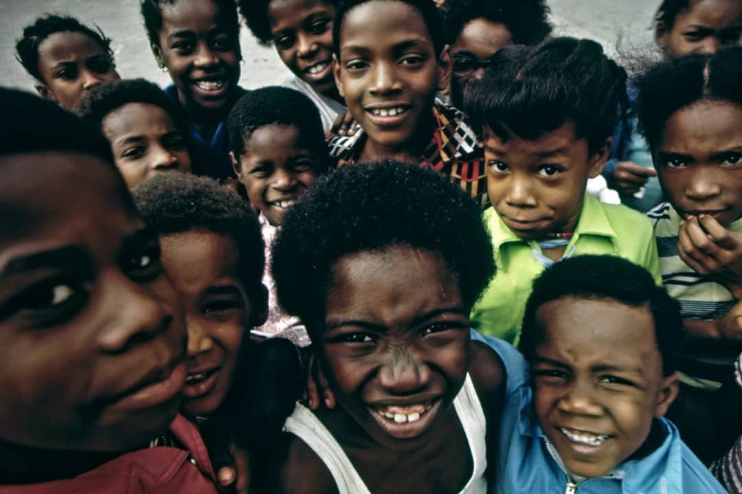 Close-up of a group of smiling children
